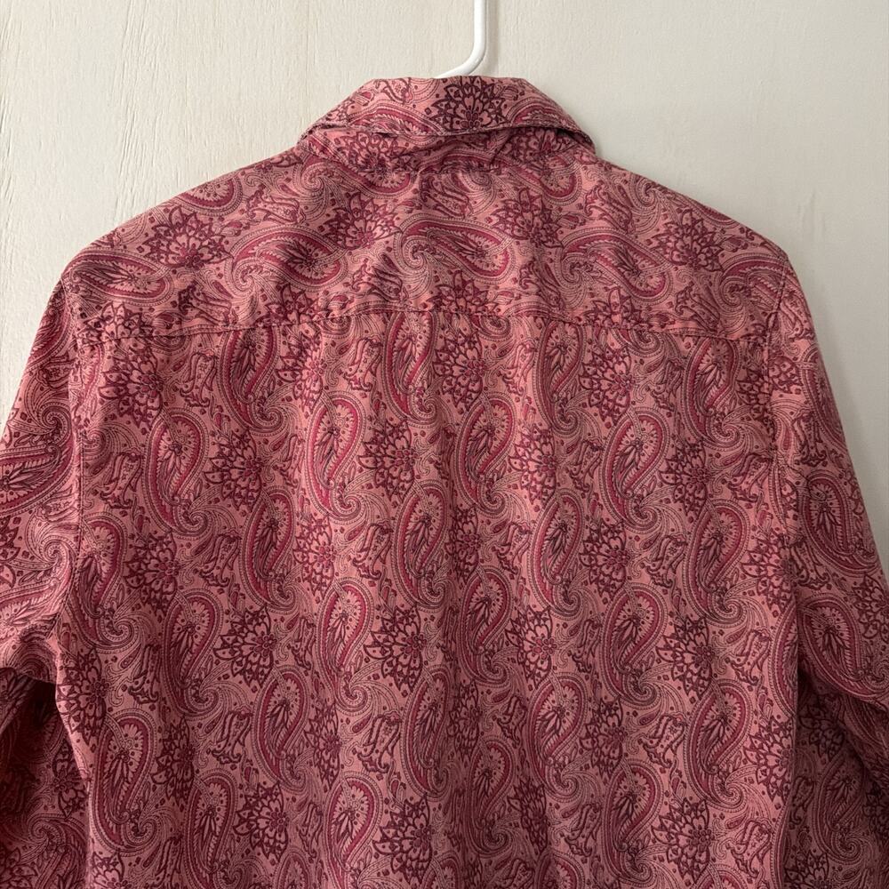 EROS PLATINO Men Medium 38 Red Button-Up Long Sleeve Shirt Cotton - Picture 7 of 9